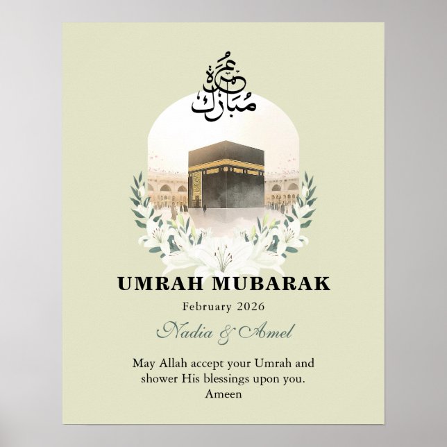 Personalized Umrah Mubarak Gifts & Islamic Wall Ar Poster (Front)