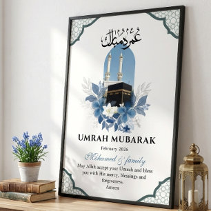 Personalized Umrah Mubarak Islamic Wall Art Poster