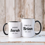 Personalized Uncle Monogram Mug<br><div class="desc">Modern minimalist typography design personalized with uncle's name and established date or any other custom text. Perfect custom keepsake for new aunts, uncles or other family members to announce you're expecting! Click Customize It to change fonts and colors and add your own text and photos. Add a different name or...</div>