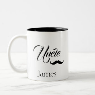 Personalized Uncle Name & Monogram Simple Chic Two-Tone Coffee Mug