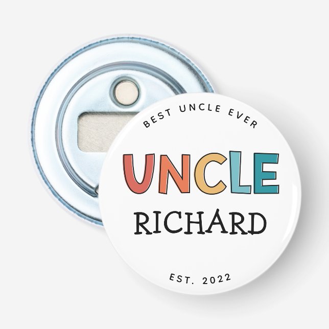 Personalized Uncle Retro Gift Best Uncle Ever Cute Bottle Opener (Front)