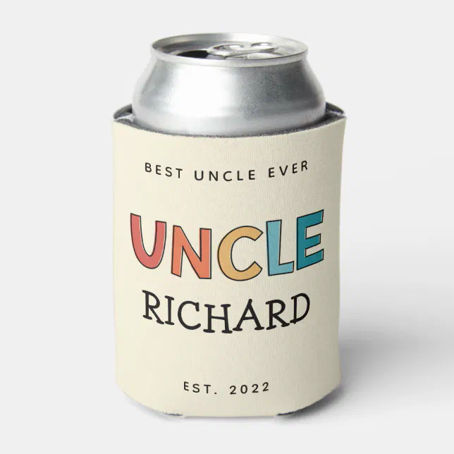 Personalized Uncle Retro Gift Best Uncle Ever Cute Can Cooler | Zazzle