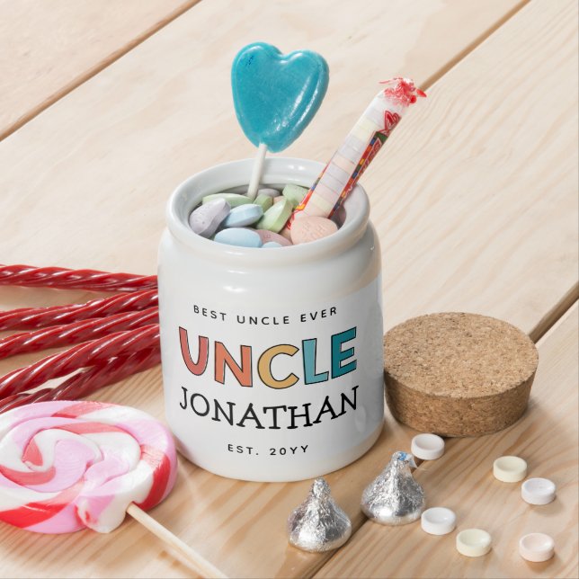 Personalized Uncle Retro Gift Best Uncle Ever Cute Candy Jar (In Situ)