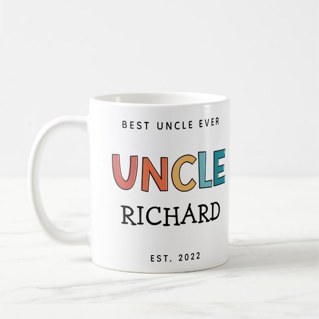 Personalized Uncle Retro Gift Best Uncle Ever Cute Coffee Mug (Left)
