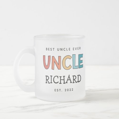 Personalized Uncle Retro Gift Best Uncle Ever Cute Frosted Glass Coffee Mug