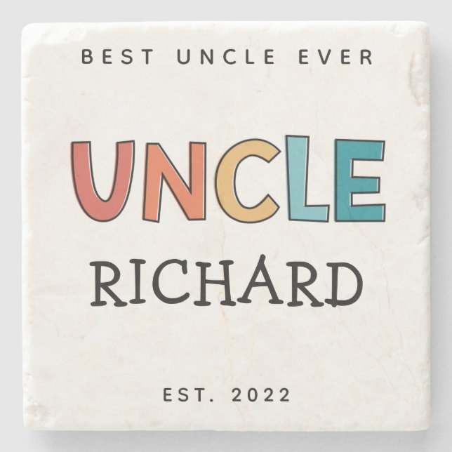Personalized Uncle Retro Gift Best Uncle Ever Cute Stone Coaster (Front)