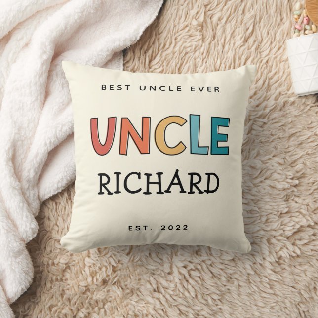Personalized Uncle Retro Gift Best Uncle Ever Cute Throw Pillow (Blanket)