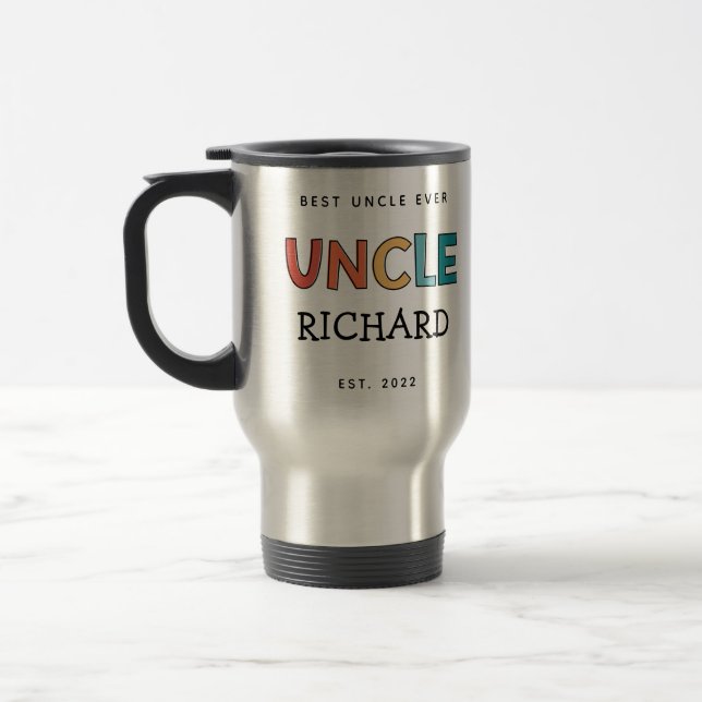 Personalized Uncle Retro Gift Best Uncle Ever Cute Travel Mug (Left)