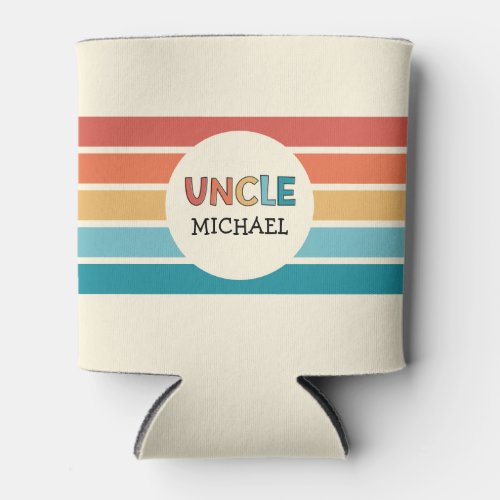 Personalized Uncle Retro Stripes Can Cooler