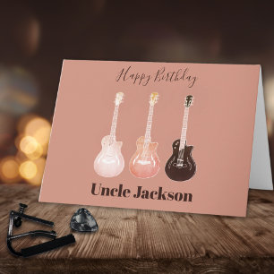 Personalized Uncle Rock n Roll Rustic Guitars Card