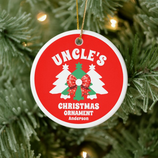 Personalized Uncle's Photo Christmas Tree Ceramic Ornament (Tree)