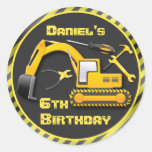 Personalized Under Construction Birthday Party Classic Round Sticker