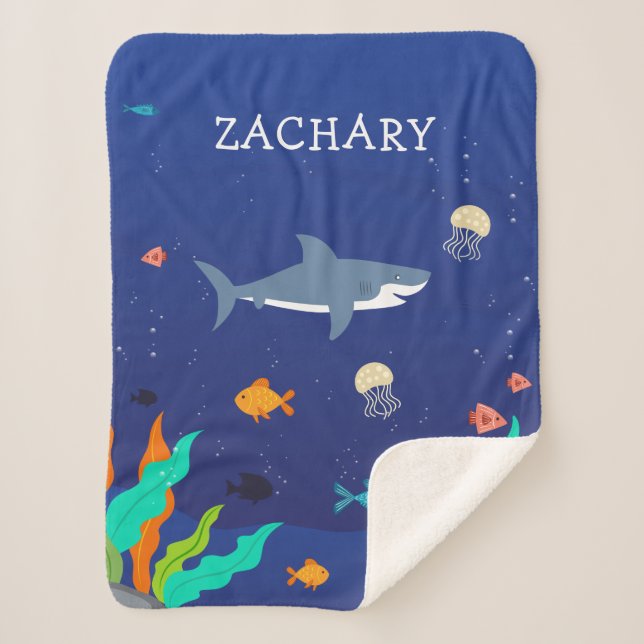 Personalized Under the Sea Baby/Kid Sherpa Blanket (Front)