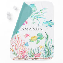 Personalized Under the Sea Baby Receiving Blanket Personalized Under the Sea Baby Receiving Blanket