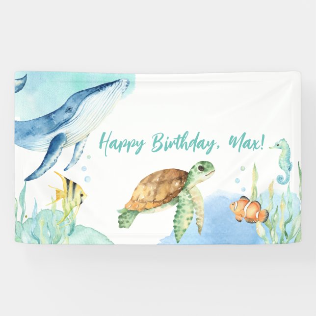 Personalized Under the Sea Birthday Banner (Horizontal)