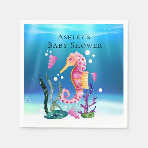 Personalized Under the Sea Horse Paper Napkin