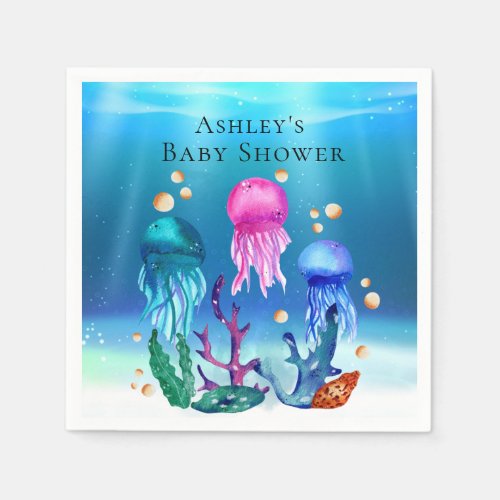 Personalized Under the Sea Jelly Fish Paper Napkin