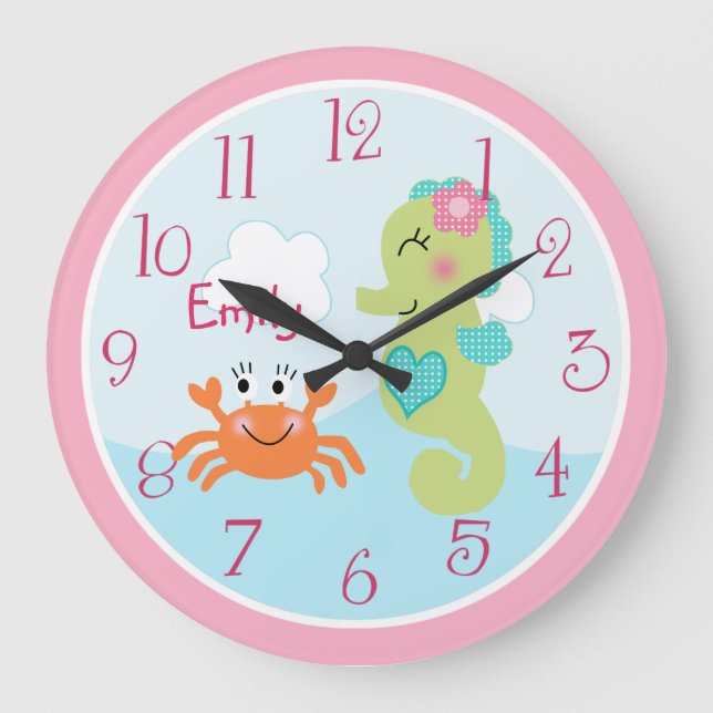 Personalized Under the Sea life Seahorse Clock (Front)