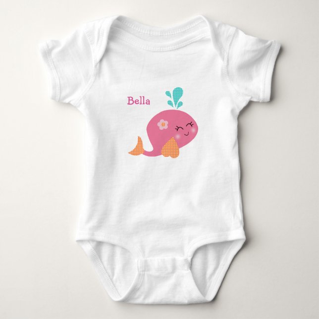 Personalized Under the Sea Pink Whale Baby Shirt (Front)