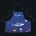 Personalized Under the Sea Shark Kids Apron<br><div class="desc">A cute personalized apron for kids.</div>