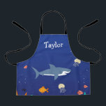 Personalized Under the Sea Shark Kids Apron<br><div class="desc">A cute personalized apron for kids.</div>
