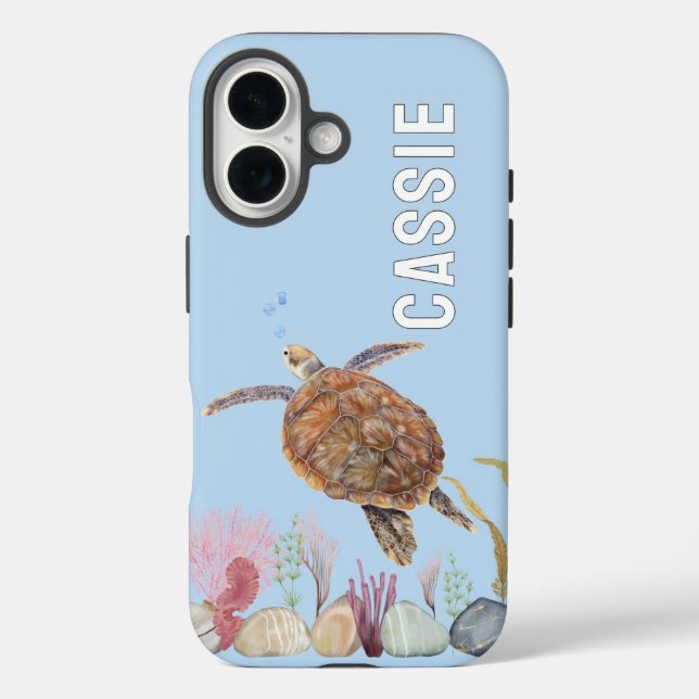 Personalized Under The Sea Turtle Blue  Case-Mate iPhone Case (Back)