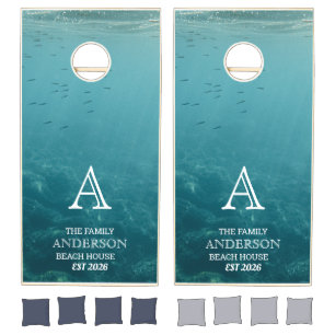 Personalized Underwater Beach House Family Name Cornhole Set