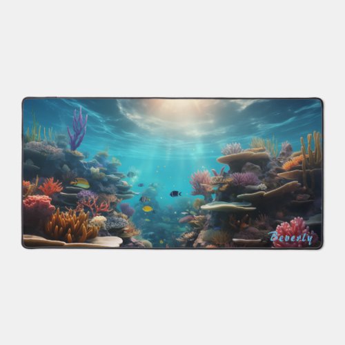 Personalized Underwater Coral Reef Desk Mat 