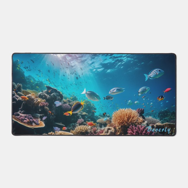 Personalized Underwater Coral Reef Desk Mat  (Front)