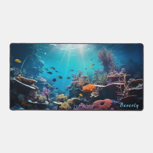 Personalized Underwater Coral Reef Desk Mat 