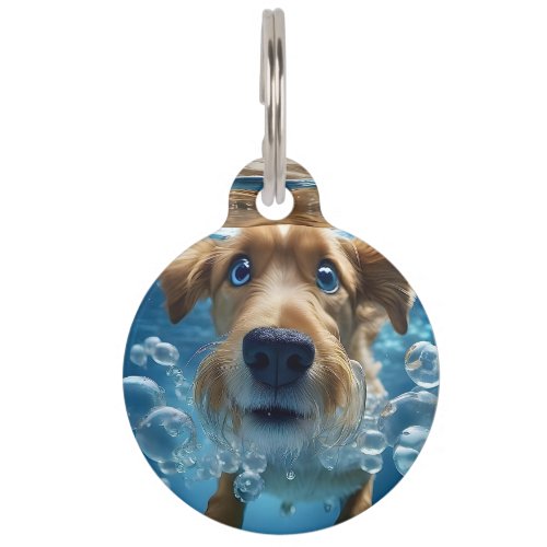 Personalized Underwater Dog Swimming Cute Pet ID Tag
