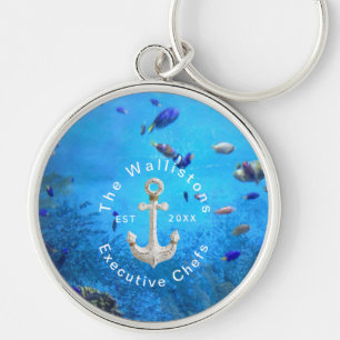 Personalized Underwater Ocean Scene w/ Anchor  Keychain