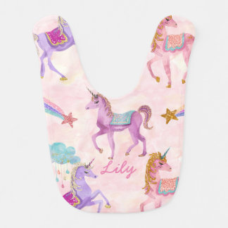 Personalized Unicorn baby bib gift
