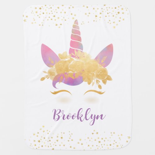 Personalized Unicorn Baby Blanket Girls Name