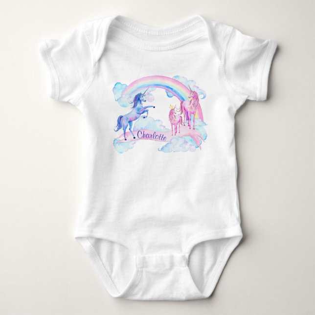 Personalized Unicorn Baby Girl Shirts (Front)