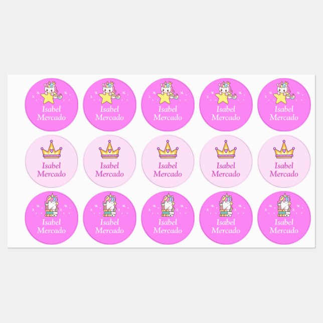 Personalized Unicorn Back-to-School Stickers (Sheet)