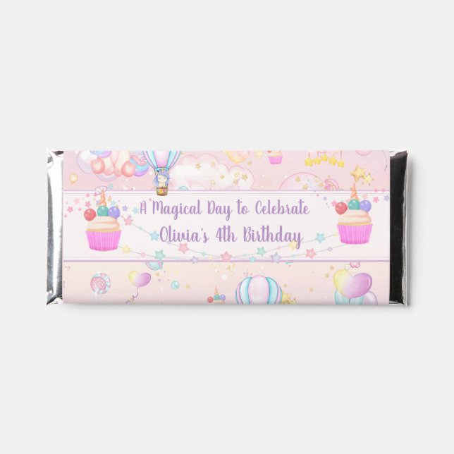 Personalized Unicorn Birthday Chocolates  Hershey Bar Favors (Front)
