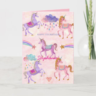 Personalized Unicorn Birthday greeting card