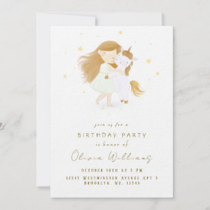 Personalized Unicorn Birthday Invitation for Girls