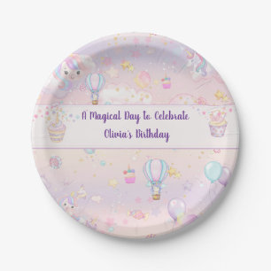 Personalized Unicorn Birthday Paper Plates
