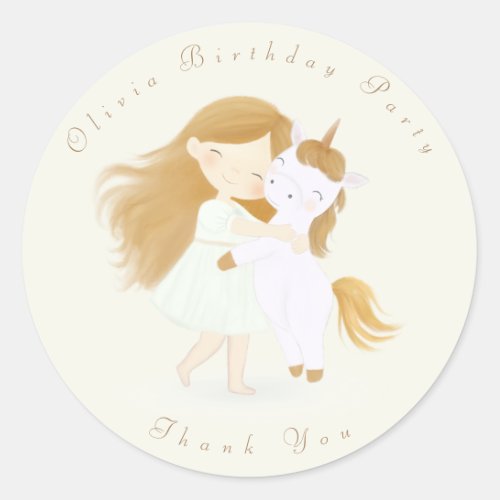 Personalized Unicorn Birthday Party Baby Shower Classic Round Sticker