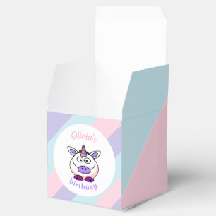 Personalized unicorn birthday pastel colorful favor boxes