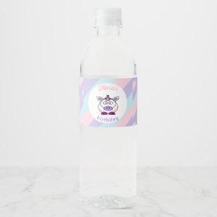 Personalized unicorn birthday pastel colorful water bottle label