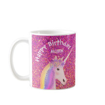 Personalized Unicorn Birthday Pink Glitter