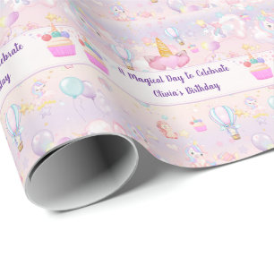 Personalized Unicorn Birthday Wrapping Paper