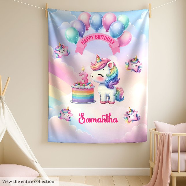 Personalized Unicorn Blanket for 3rd Birthday Girl (Personalized Unicorn Blanket for 3rd Birthday Girl)