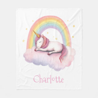 Personalized Unicorn Blanket w Watercolor Design