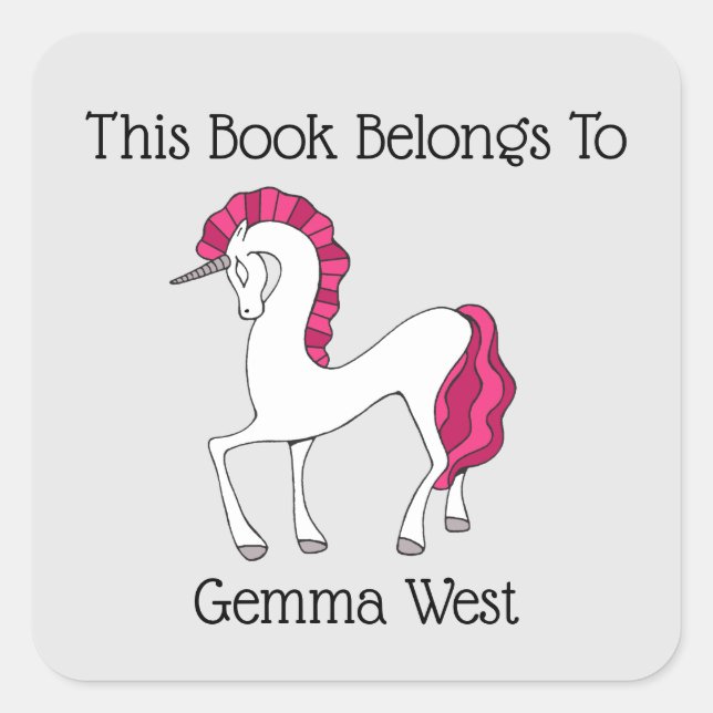 Personalized Unicorn Book Label (Front)