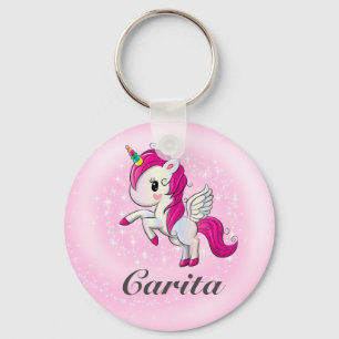 Personalized Unicorn Button Keychain