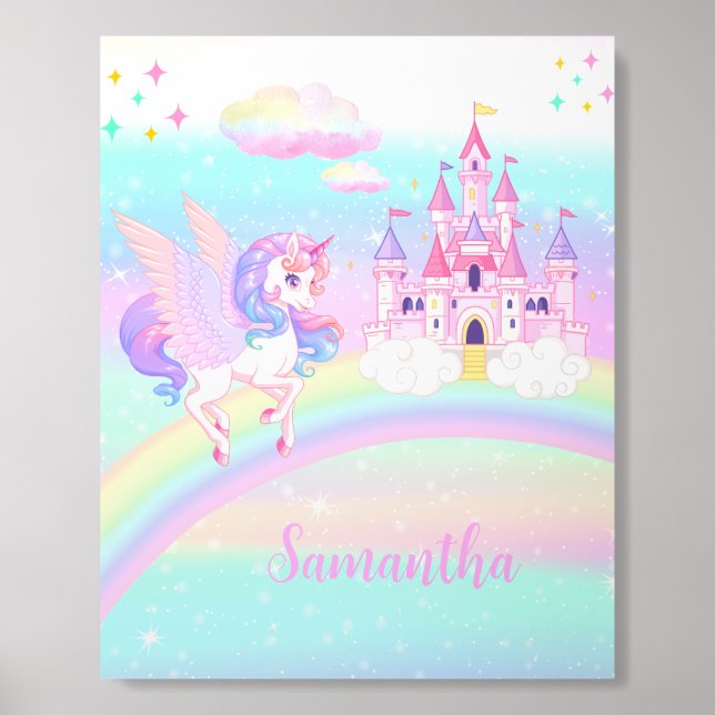 Personalized Unicorn & Castle Wall Art  Acrylic Photo Tile (Front Set)